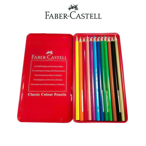 مداد رنگی 12 رنگ جعبه فلزی فابر کاستل مدل Classic