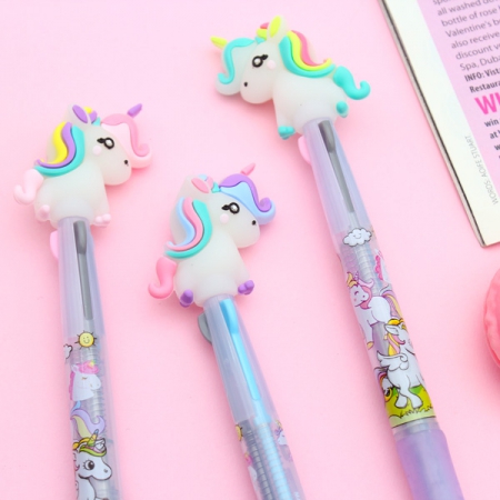 خودکار سه رنگ طرح cute unicorn
