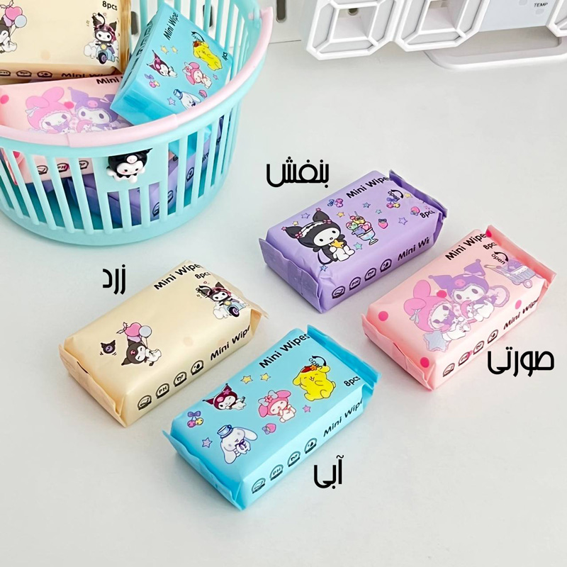 مینی دستمال مرطوب 8 عددی طرح Sanrio