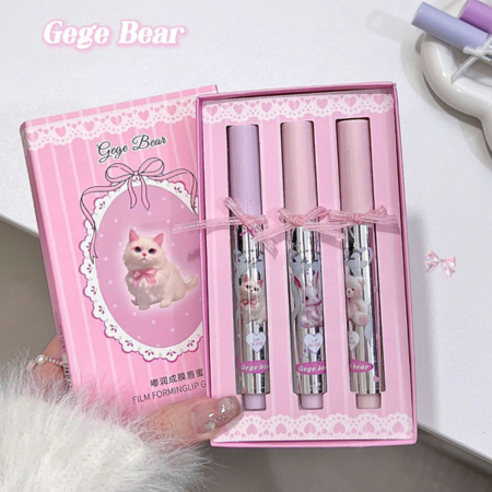 پک سه تایی رژلب خیس GEGE BEAR طرح گربه و خرگوش