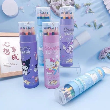 مداد رنگی 12 و 18 رنگ جعبه مقوایی طرح SANRIO