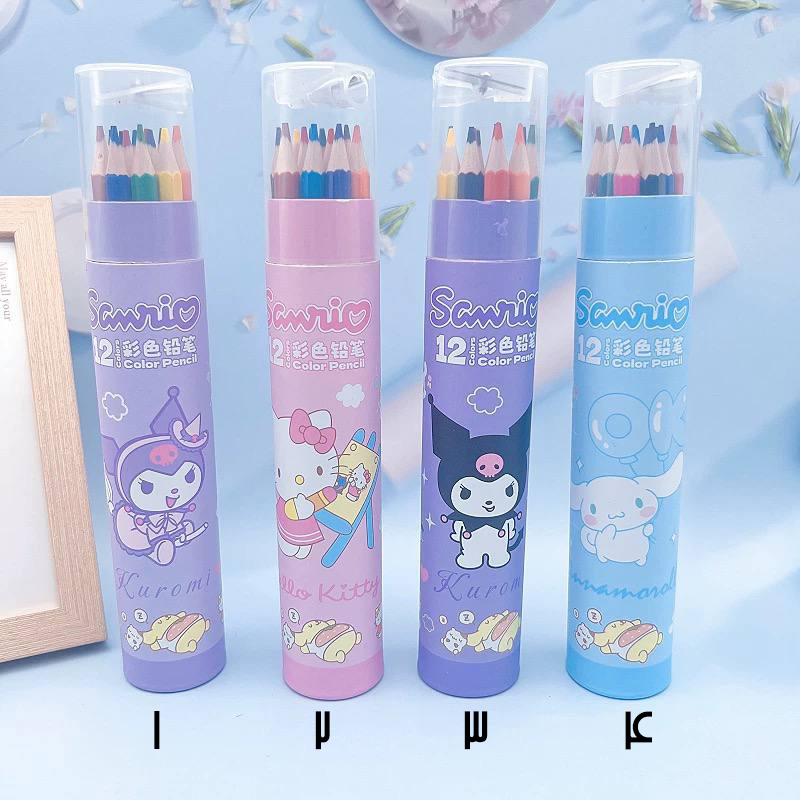 مداد رنگی 12 و 18 رنگ جعبه مقوایی طرح SANRIO