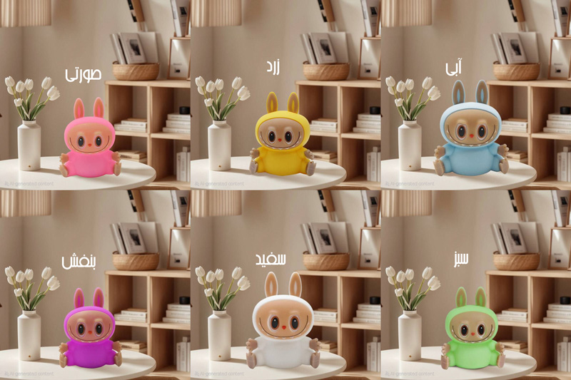 چراغ خواب شارژی سیلیکونی لمسی طرح LABUBU