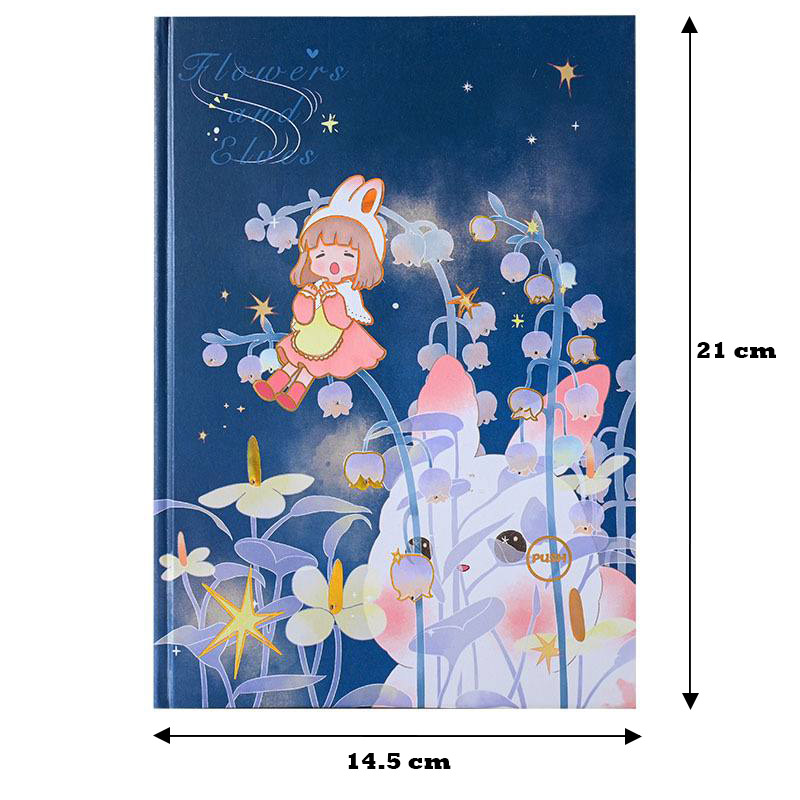 دفتر جلد سخت فیبر نوری طرح دختر و شکوفه
