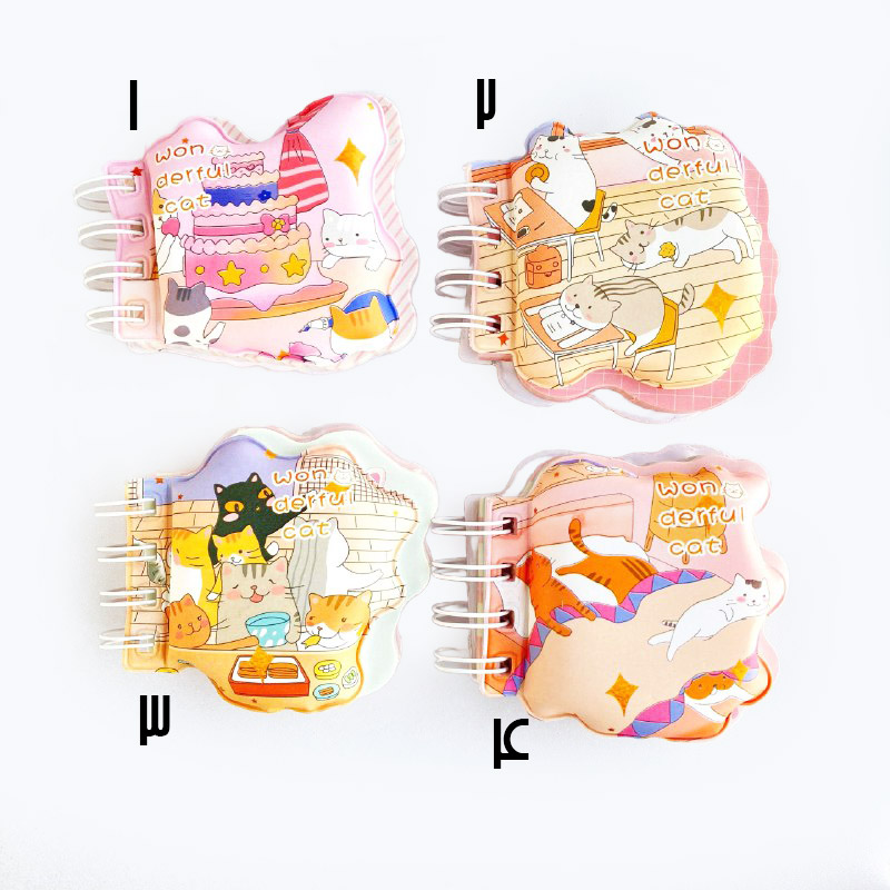 دفترچه سیمی جلد پفکی طرح گربه