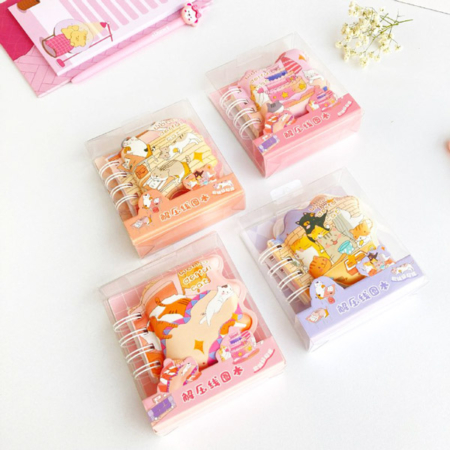 دفترچه سیمی جلد پفکی طرح گربه