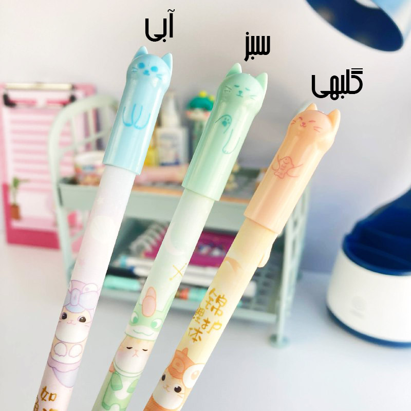 روان نویس جوهر پاک شونده پاکن دار طرح گربه