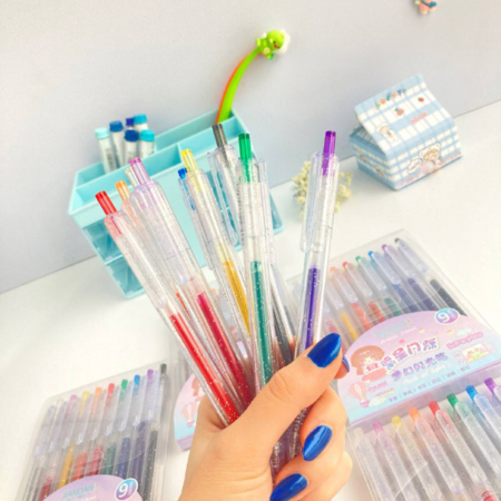 ست 9 رنگ خودکار اکلیلی فشاری JIANDAN