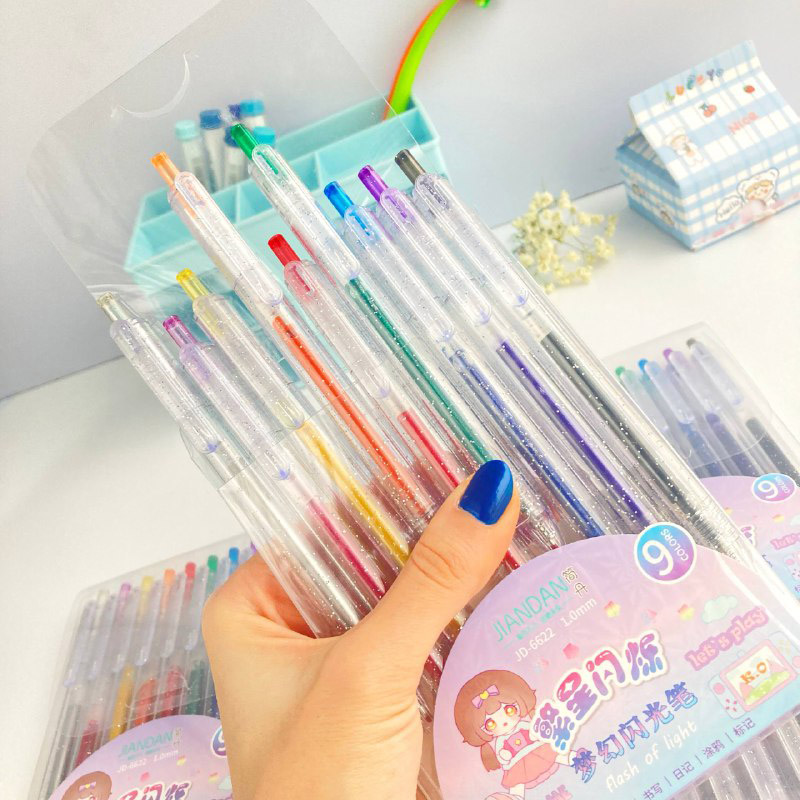 ست 9 رنگ خودکار اکلیلی فشاری JIANDAN