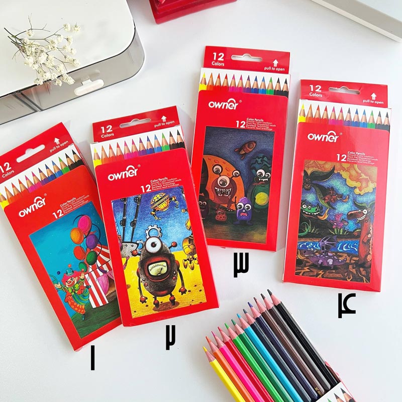 مداد رنگی 12 رنگ جعبه مقوایی owner