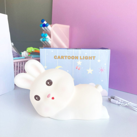 چراغ خواب شارژی سیلیکونی لمسی طرح خرگوش