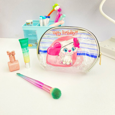 کیف لوازم آرایش شفاف طرح CUTE CAT