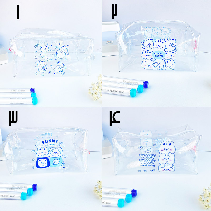 کیف لوازم آرایش شفاف ANGEL طرح BLUE