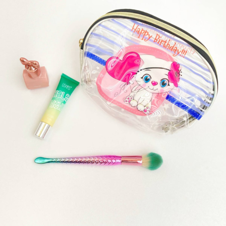 کیف لوازم آرایش شفاف طرح CUTE CAT