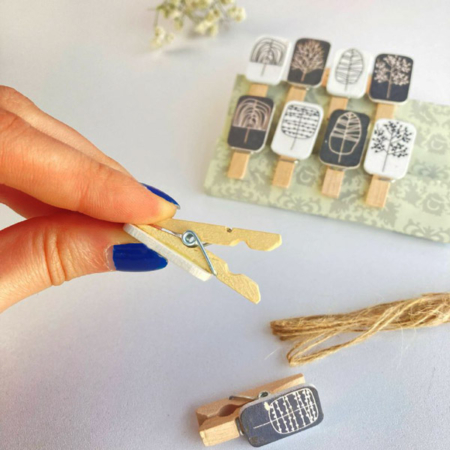 گیره چوبی با بند کنفی طرح درخت