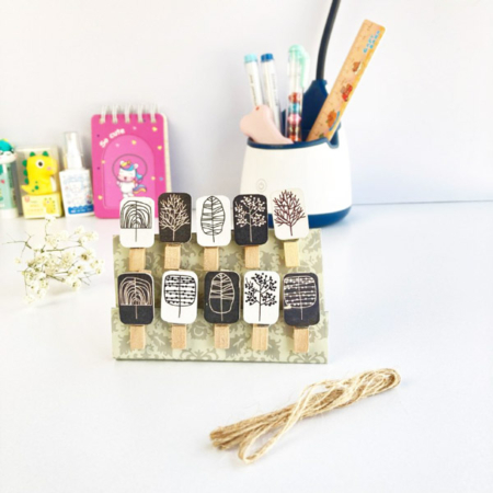 گیره چوبی با بند کنفی طرح درخت