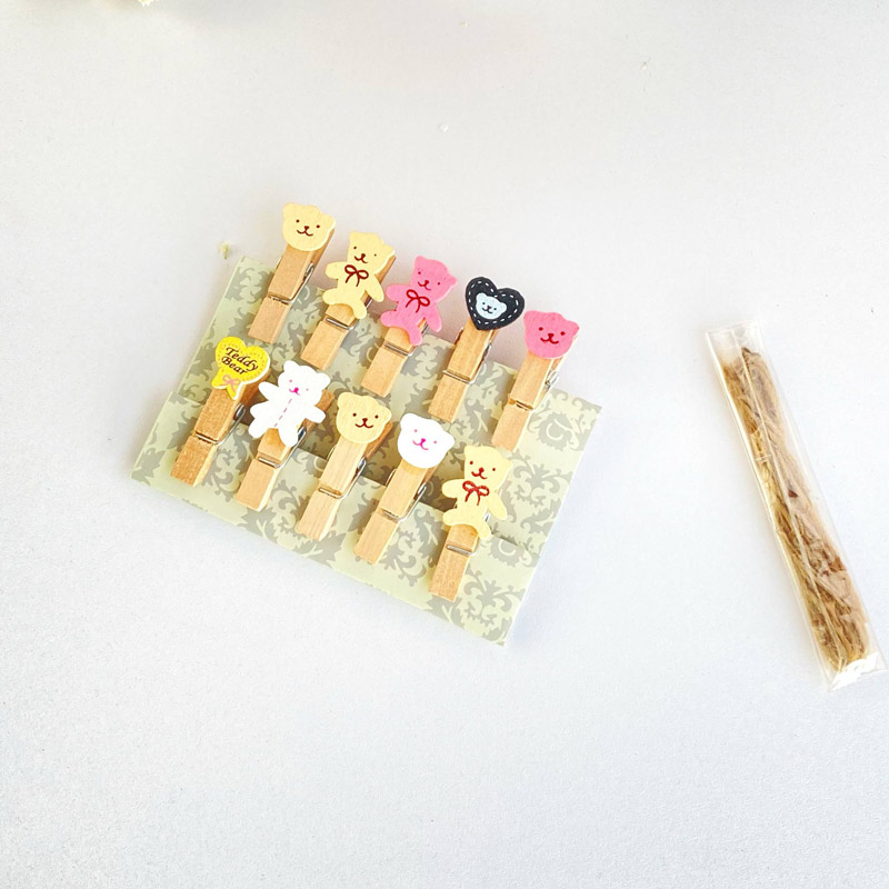 گیره چوبی با بند کنفی طرح خرس