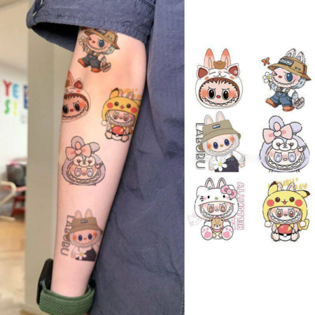 استیکر تتو رنگی شانسی طرح LABUBU