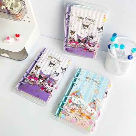 دفتر کلاسوری جلد شفاف 80 برگ طرح SANRIO