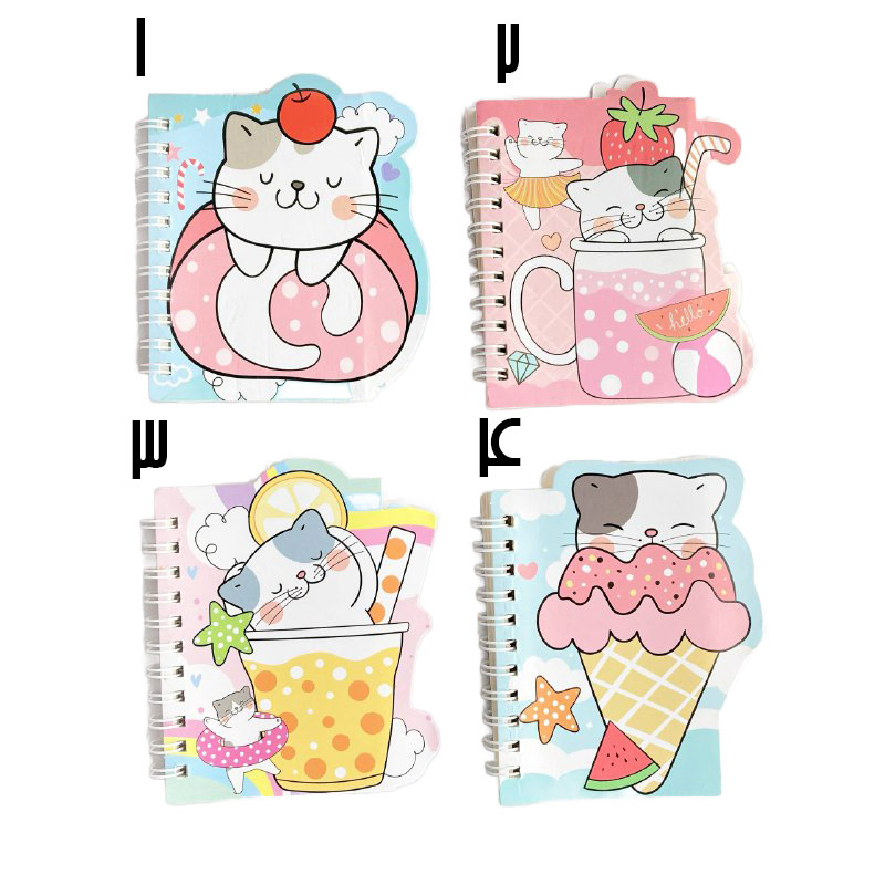 دفترچه سیمی 60 برگ طرح گربه