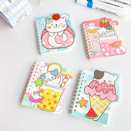 دفترچه سیمی 60 برگ طرح گربه