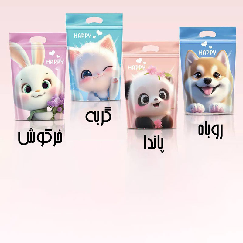 زیپ کیپ پلاستیکی طرح حیوانات HAPPY