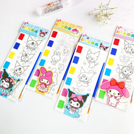 ست 4 برگ نقاشی آبرنگی دفترچه ای طرح SANRIO