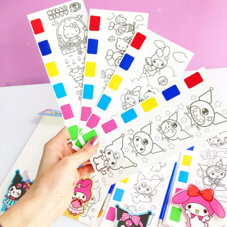 ست 4 برگ نقاشی آبرنگی دفترچه ای طرح SANRIO