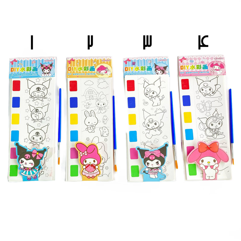 ست 4 برگ نقاشی آبرنگی دفترچه ای طرح SANRIO