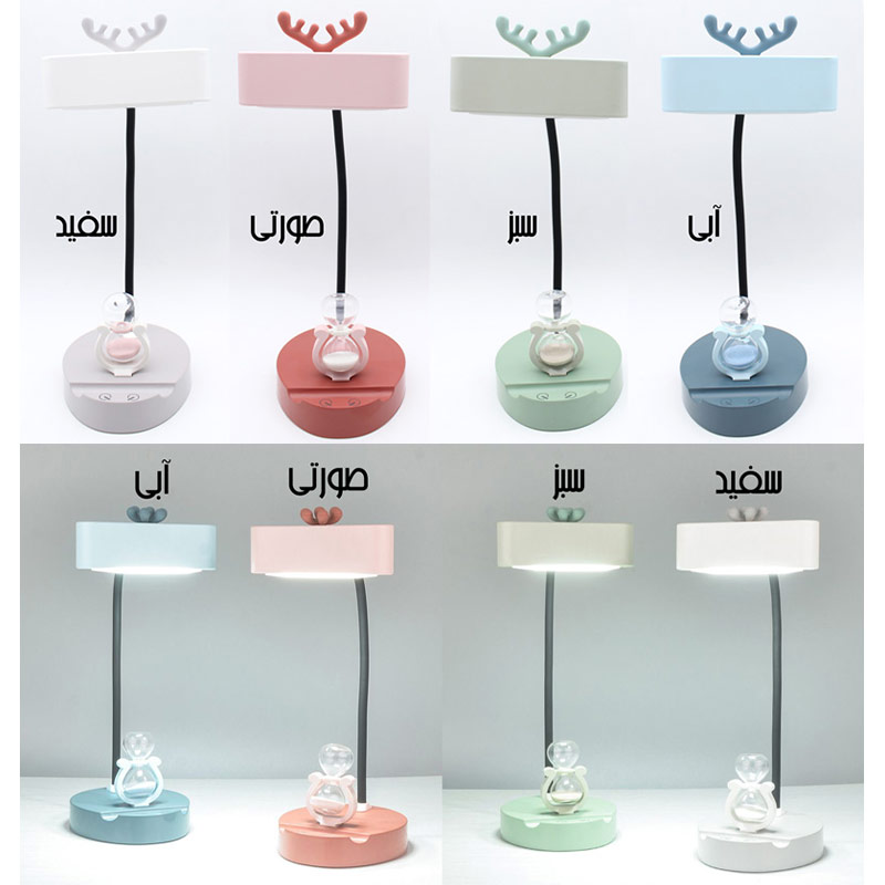 چراغ مطالعه ساعت شنی دار طرح گل و گوزن