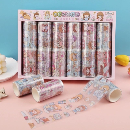 چسب واشی 8 سانتی شفاف طرح دختر 0215