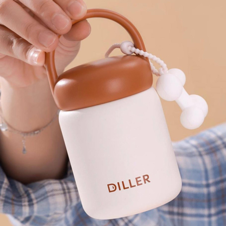 فلاسک استیل 200 میلی لیتر DILLER طرح چری و پاپی