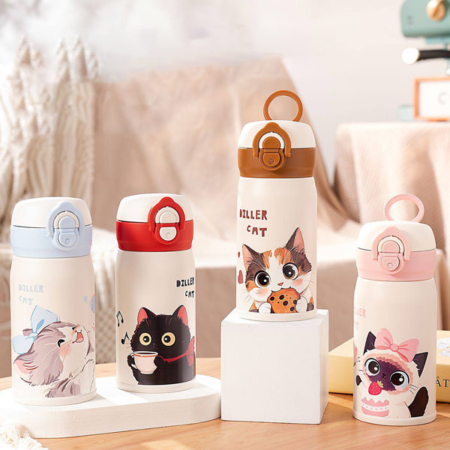 فلاسک استیل 280 میلی لیتر DILLER طرح CAT