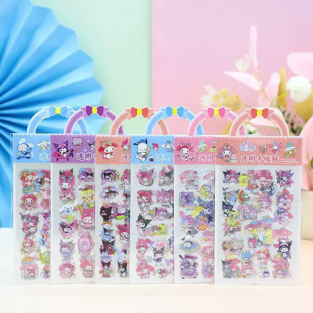 استیکر 3 ورقی شفاف طرح سانریو و دختر