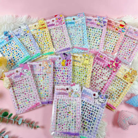 ست استیکر ناخن و پنس شب تاب طرح کارتون