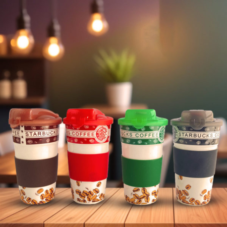 تراول ماگ 630 میلی لیتر سرامیکی طرح استارباکس
