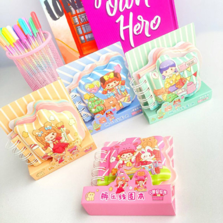 دفترچه سیمی جلد پفکی طرح دختر