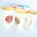 ماگ سرامیکی با درب چوبی طرح STARBUCKS