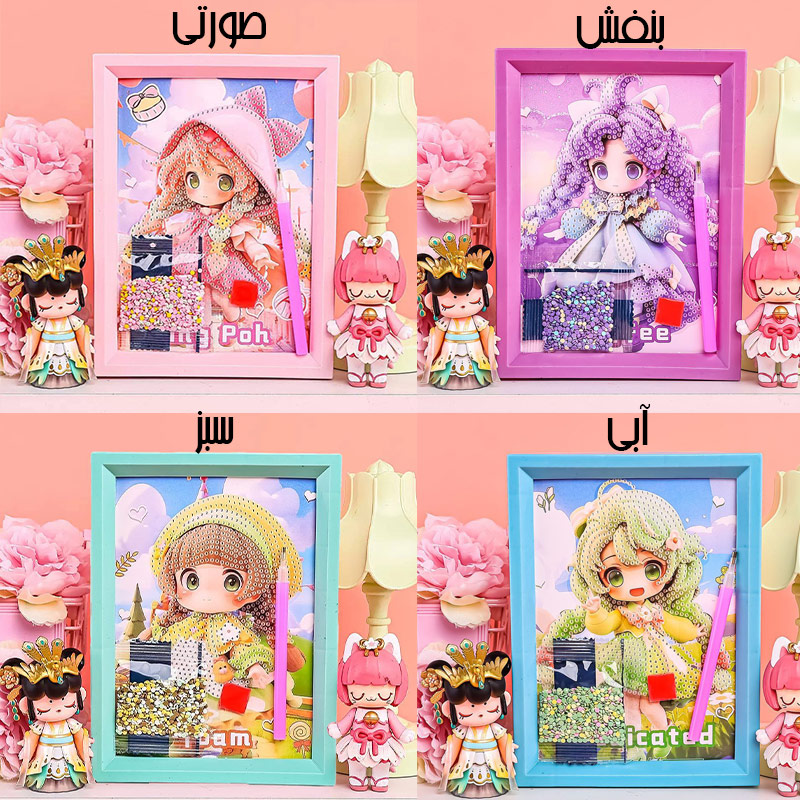 نقاشی الماسی قاب‌دار طرح انیمه