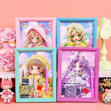 نقاشی الماسی قاب‌دار طرح انیمه