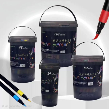 ست ماژیک اکریلیک 24 - 120 رنگ سطلی طرح CAT