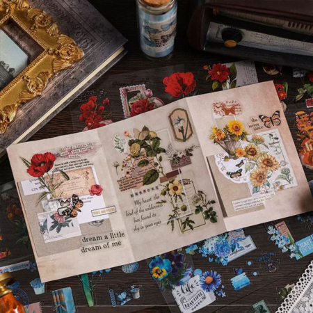 استیک لیبل 6 ورقی طرح VINTAGE FLOWER