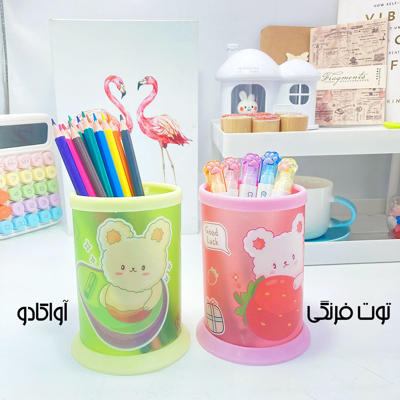جامدادی رومیزی طلقی طرح خرس و میوه
