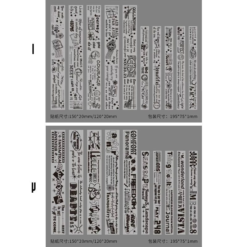 ست 30 تکه استیکر بولت ژورنالی طرح TEXT