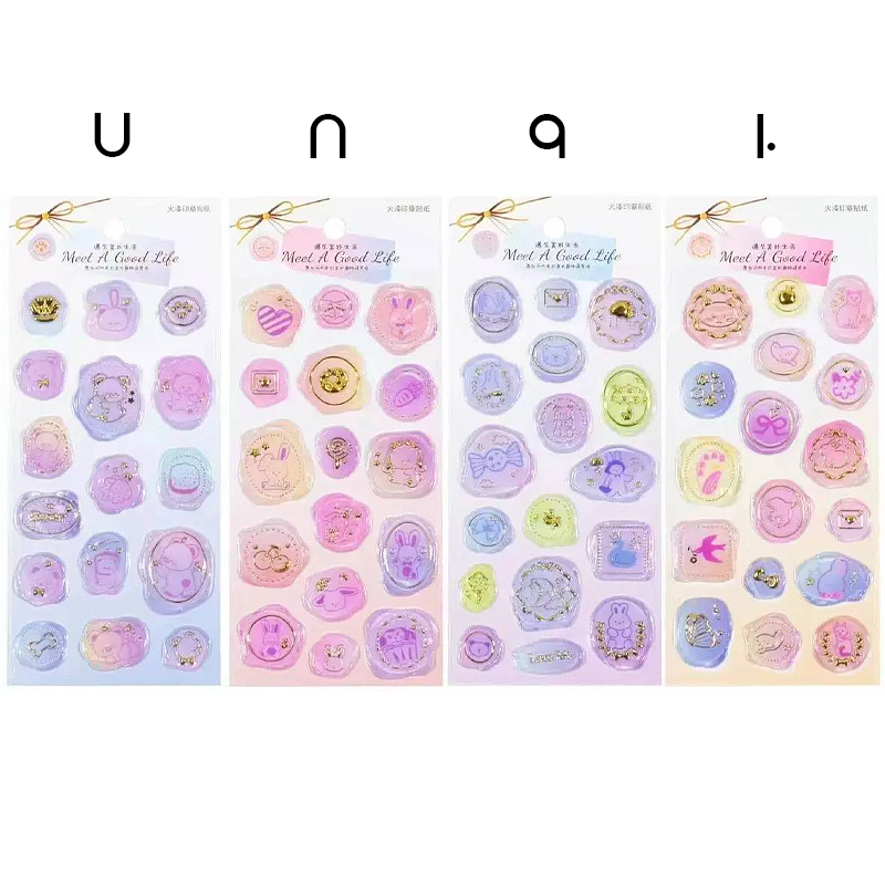 استیکر برجسته شفاف طلا کوب طرح مهر و موم