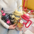 قمقمه دیتاکس دسته دار BPA FREE طرح گل و قلب