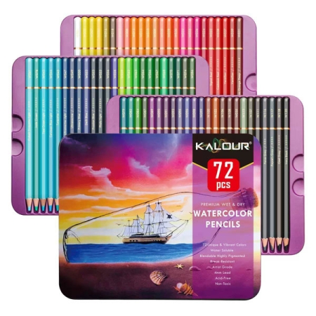 مداد آبرنگی 72 رنگ KALOUR جعبه فلزی