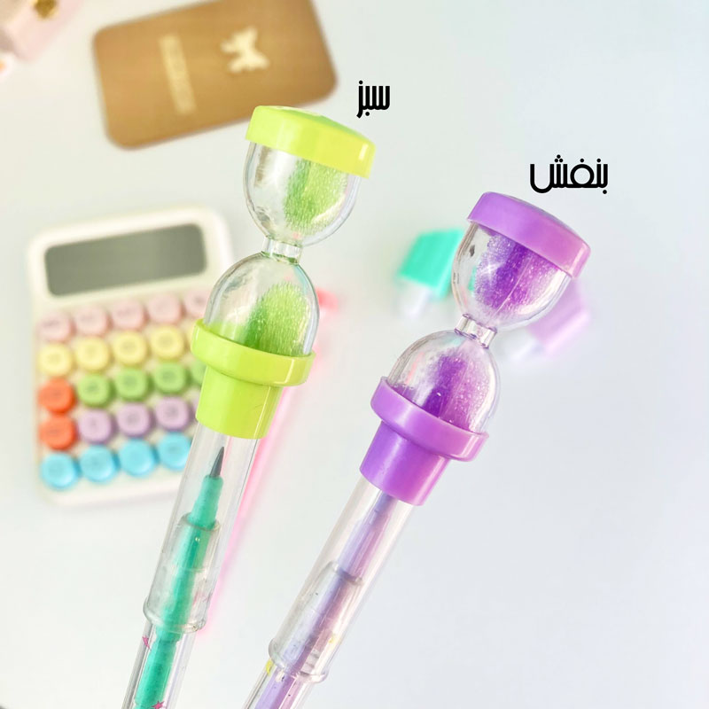مداد فشنگی و سرمدادی ساعت شنی طرح حیوانات