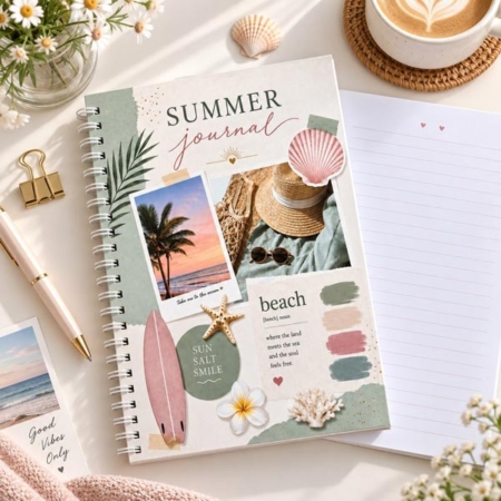 دفتر ژورنال سیمی جلد سخت 100 برگ طرح SUMMER