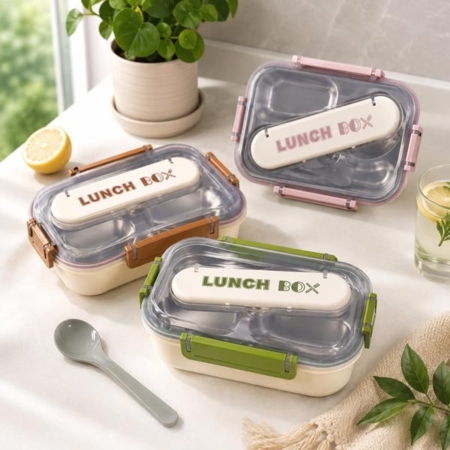 لانچ باکس سه خانه استیل 304 طرح LUNCH BOX